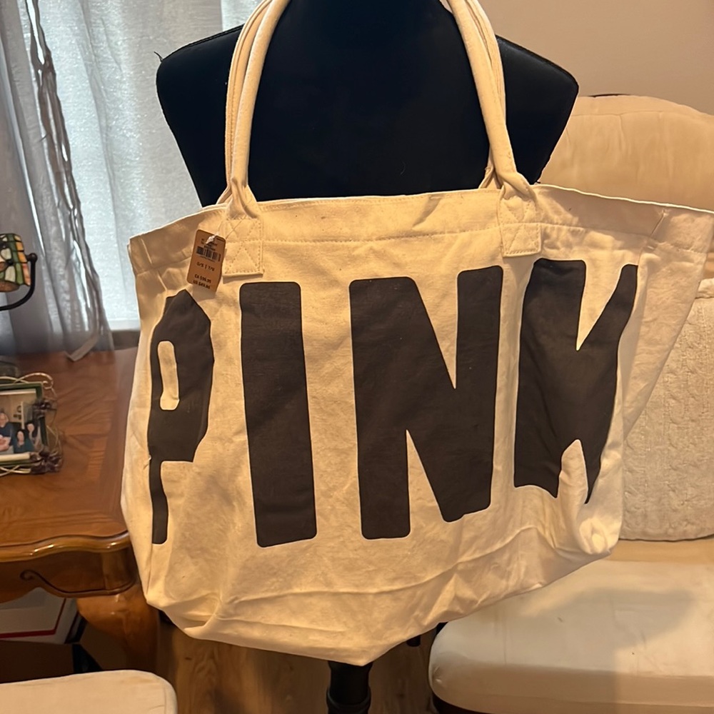 PINK CANVAS OVERSIZED TOTE - Picture 1 of 3